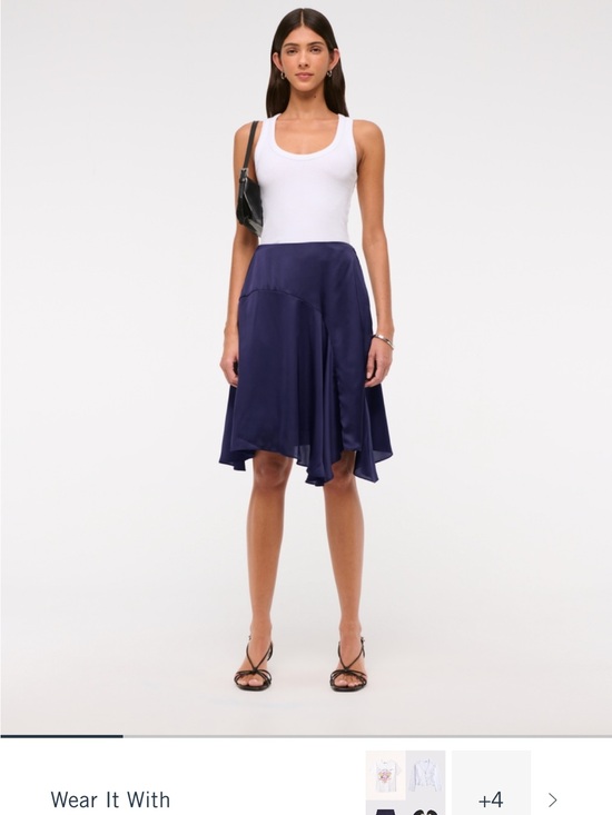 Abercrombie & Fitch Dresses & Skirts - Abercrombie Satin Asymmetrical Navy Midi Skirt size xl